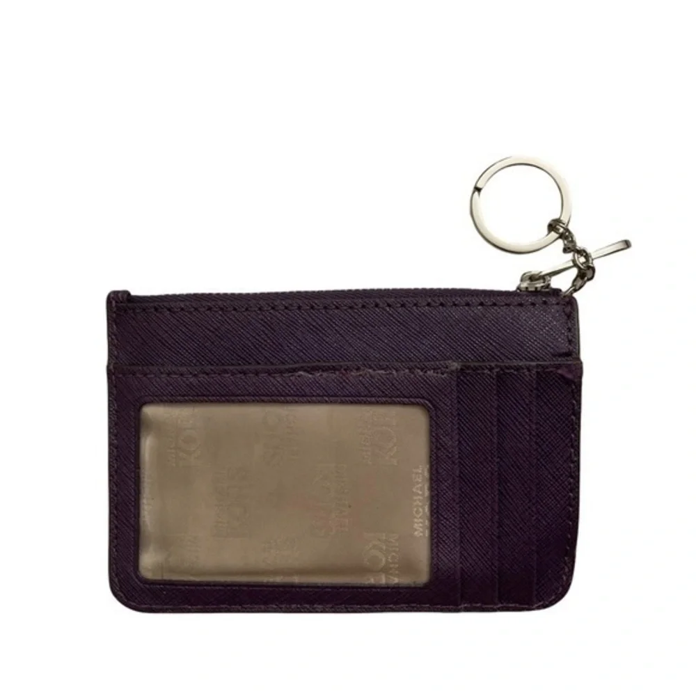 Michael Kors purple/silver ID card key ring wallet